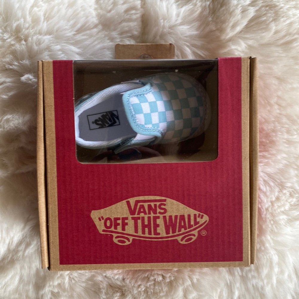 New in box Vans Blue Check Slip Ons